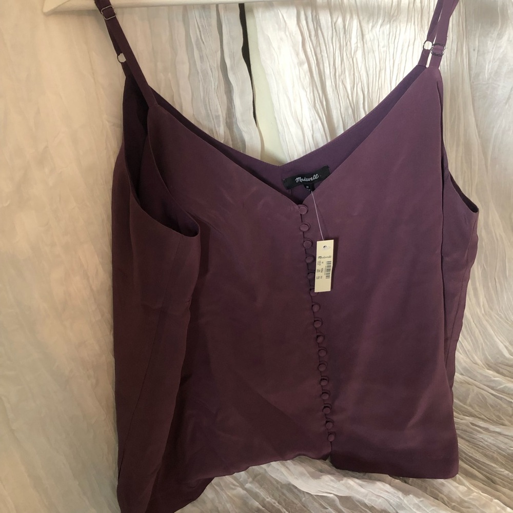 Madewell Silk Button-Down Cami purple with adjustable straps size 20